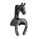 Suporte preto em forma de cavalo e ferradura