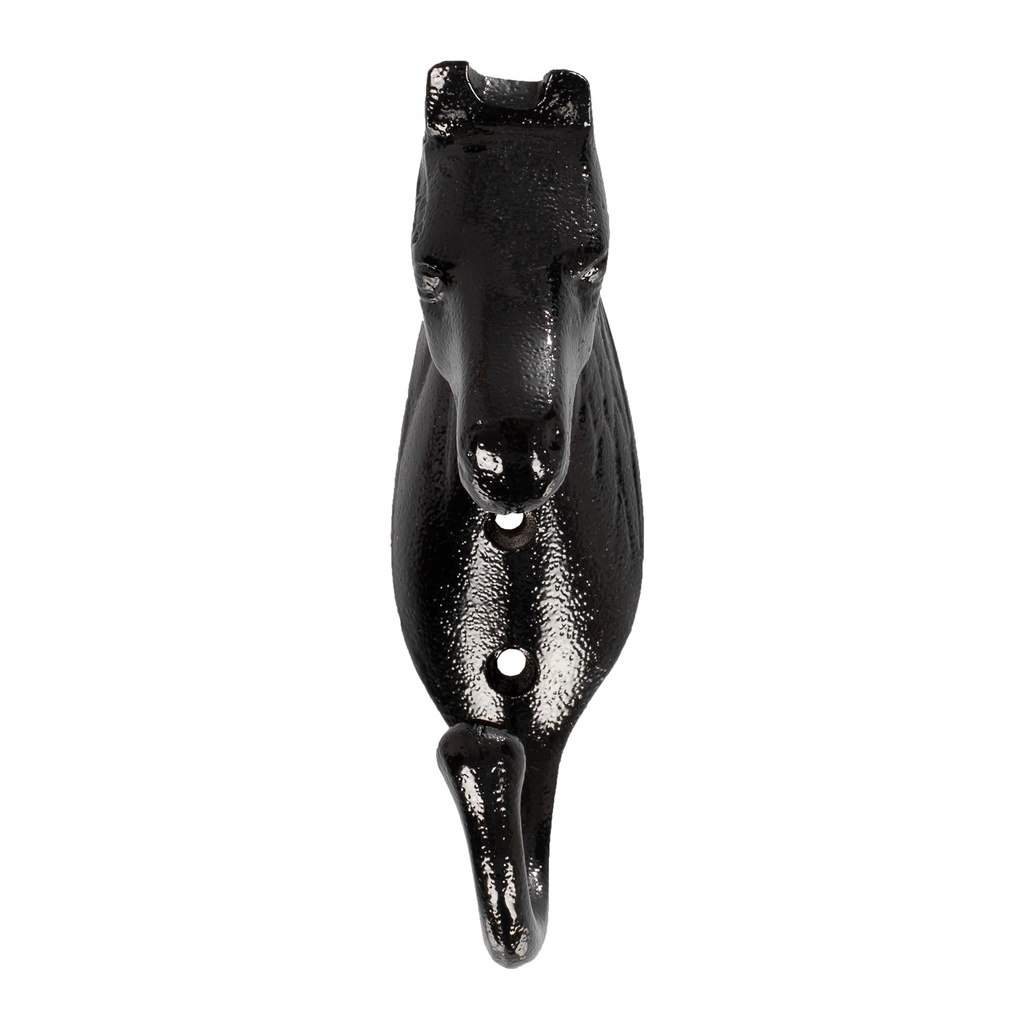 Suporte preto em forma de cabeça de cavalo