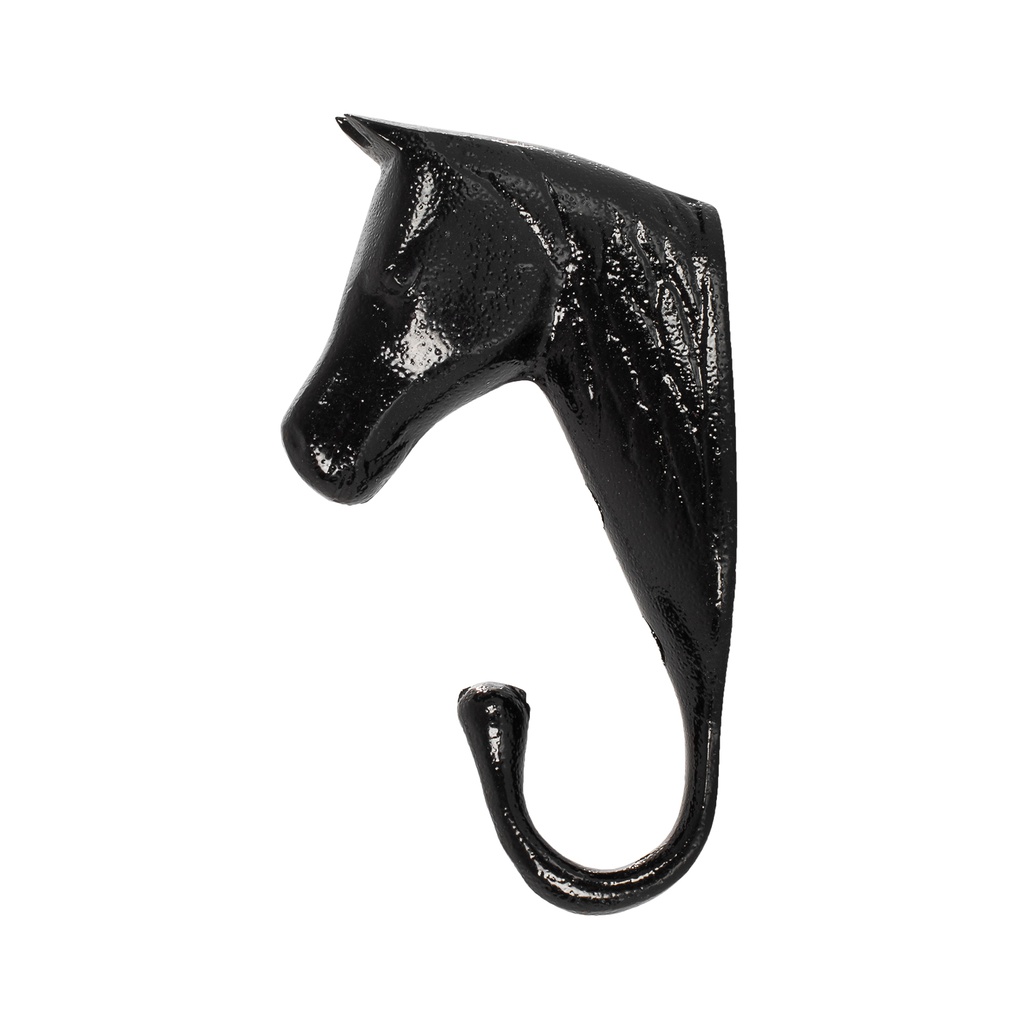 Suporte preto em forma de cabeça de cavalo