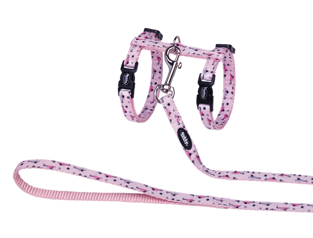 Peitoral com trela para gato "Mouse Rosa"