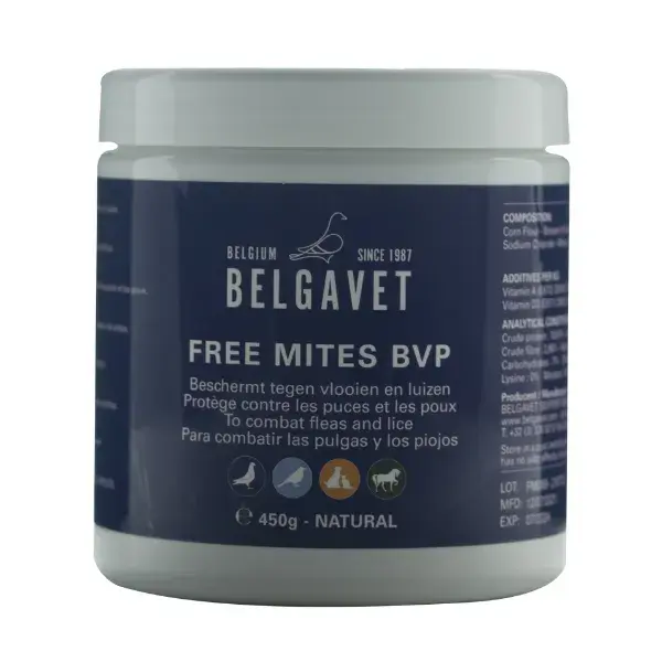 BelgaVet Free Mites 450 gr. (Proteção Total contra ácaros, pulgas e piolhos).