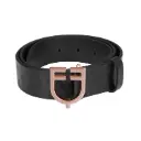 Cinto Black Leather Rose Gold
