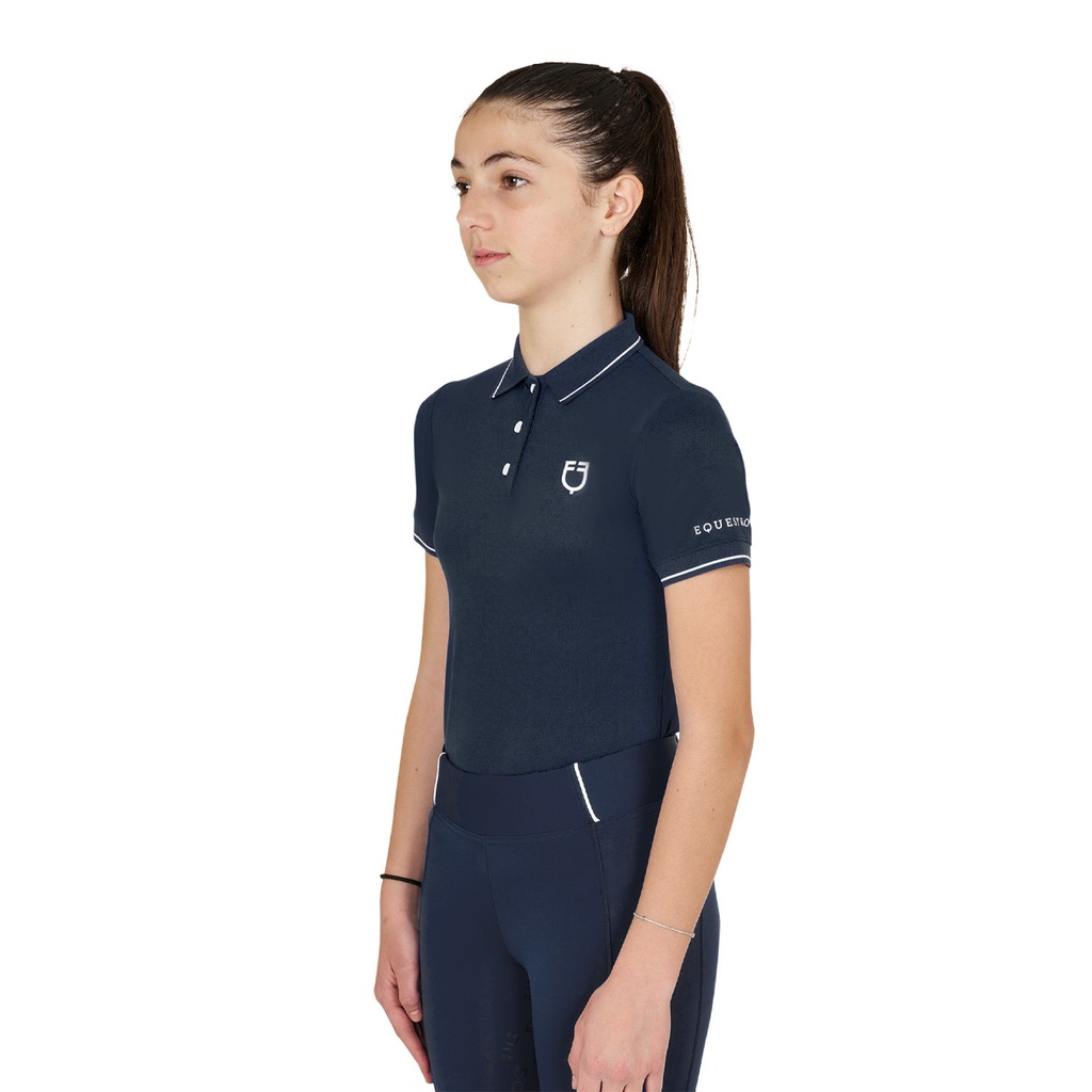 Polo infantil slim fit em tecido técnico antibacteriano