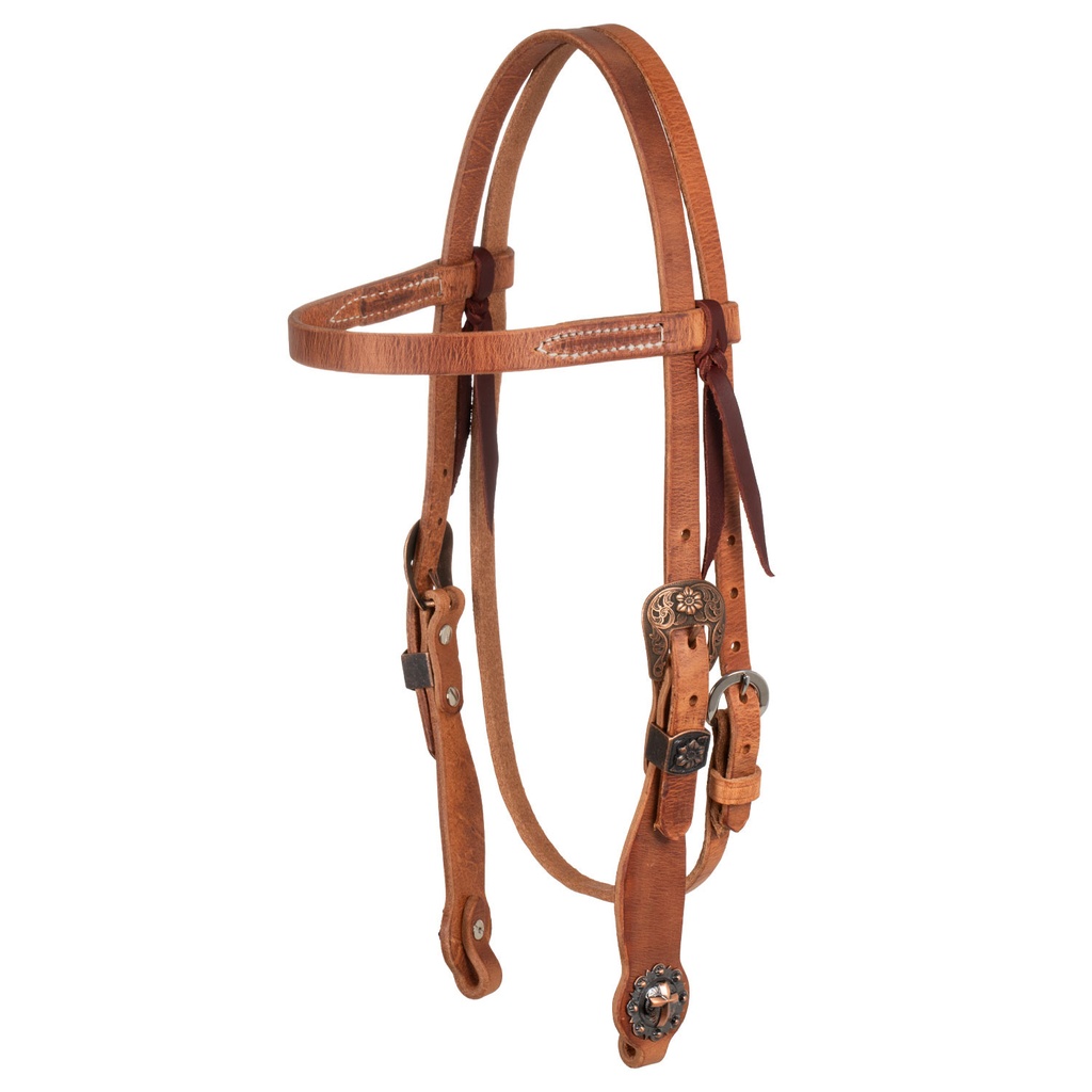FIVELA FLORAL DE COBRE COM CONCHO DE CRUZ CABECEIRA WESTERN
