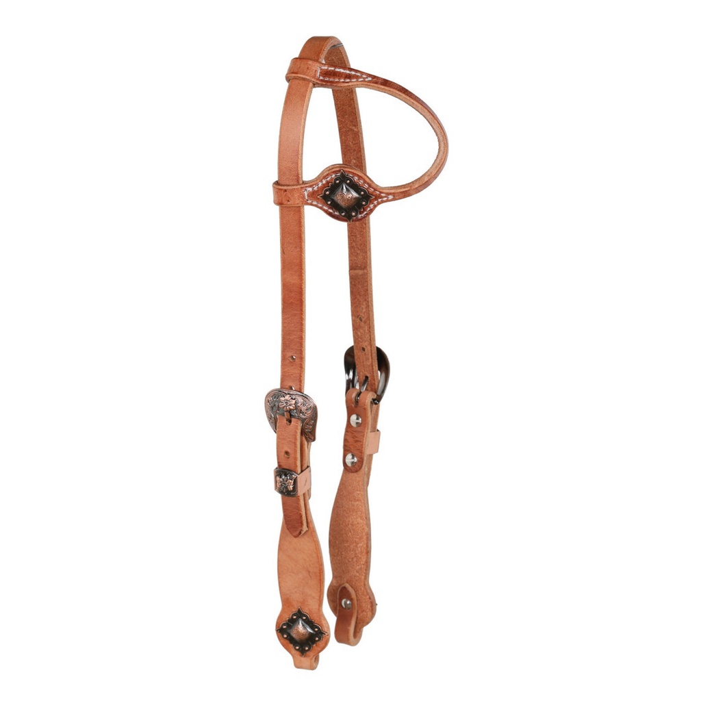 FOCAL ESTRIBO OCULAR DE COBRE FLORAL COM CONCHO DE DIAMANTE CABEÇADA WESTERN OLEADA
