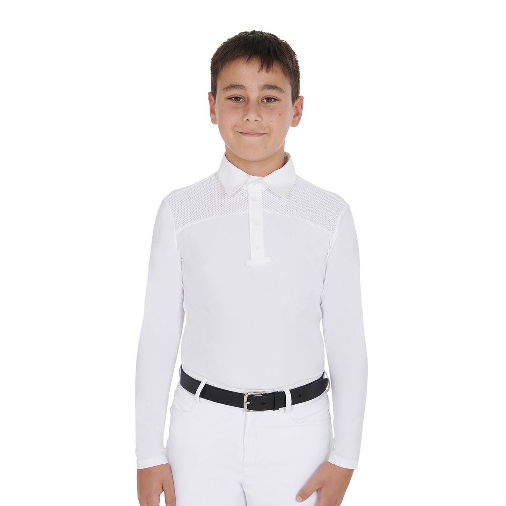 Polo infantil de manga longa com botões