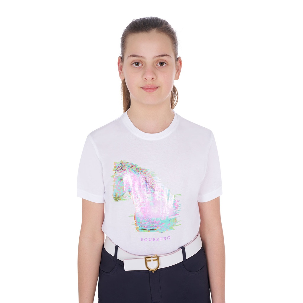 Camiseta infantil slim fit com estampa de cavalo interferência