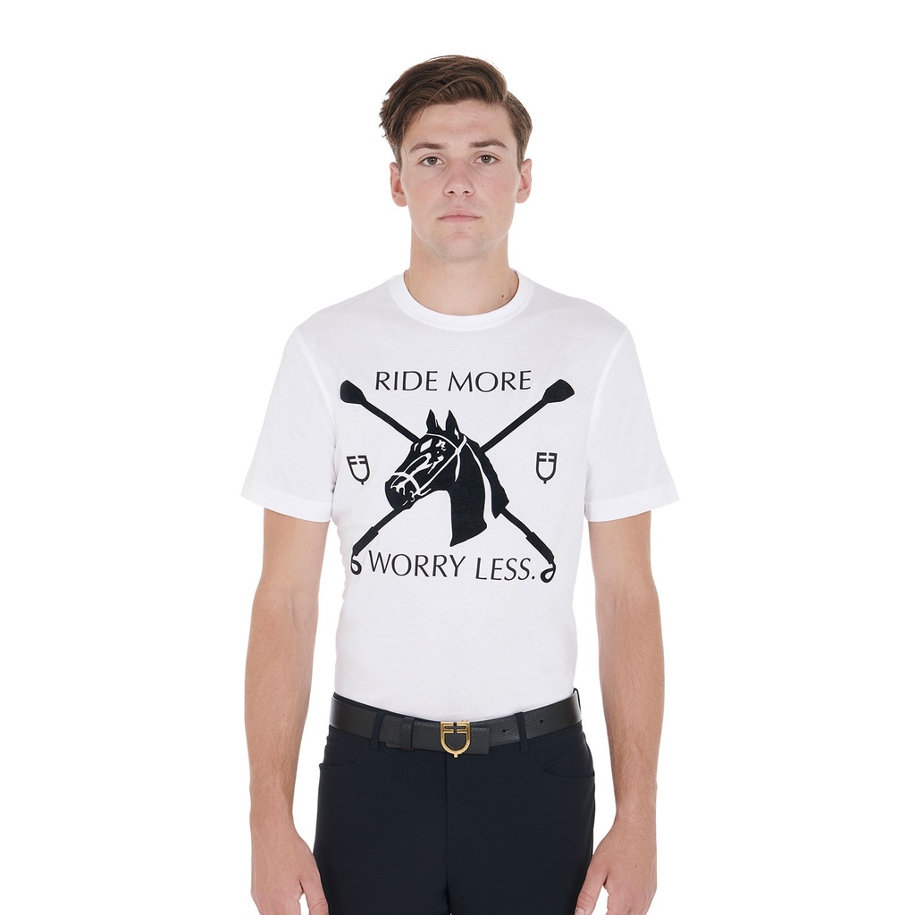 Camiseta masculina slim fit com estampa equestre