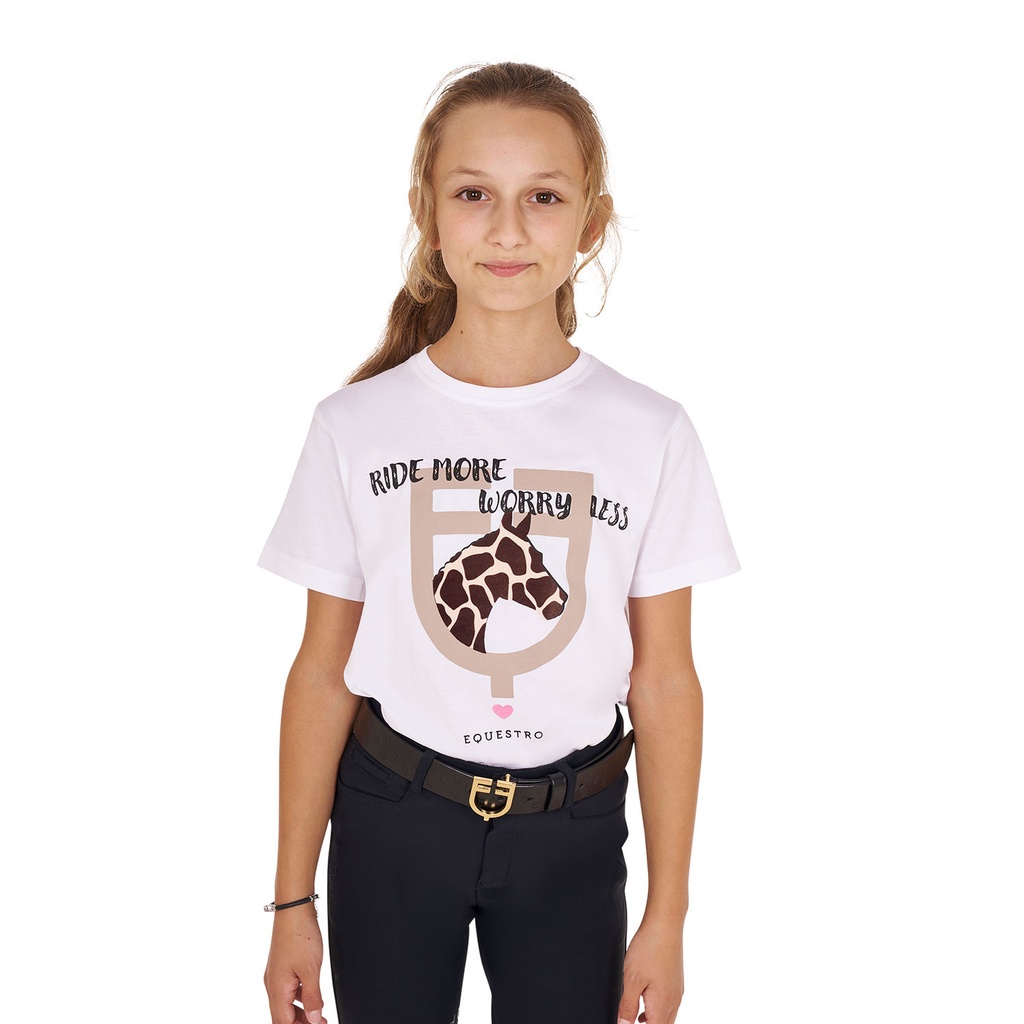 Camiseta infantil de algodão Ride More Worry Less