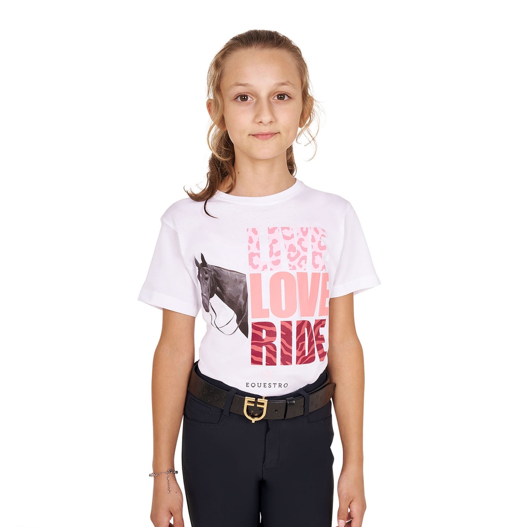 Camiseta infantil de algodão Live Love Ride