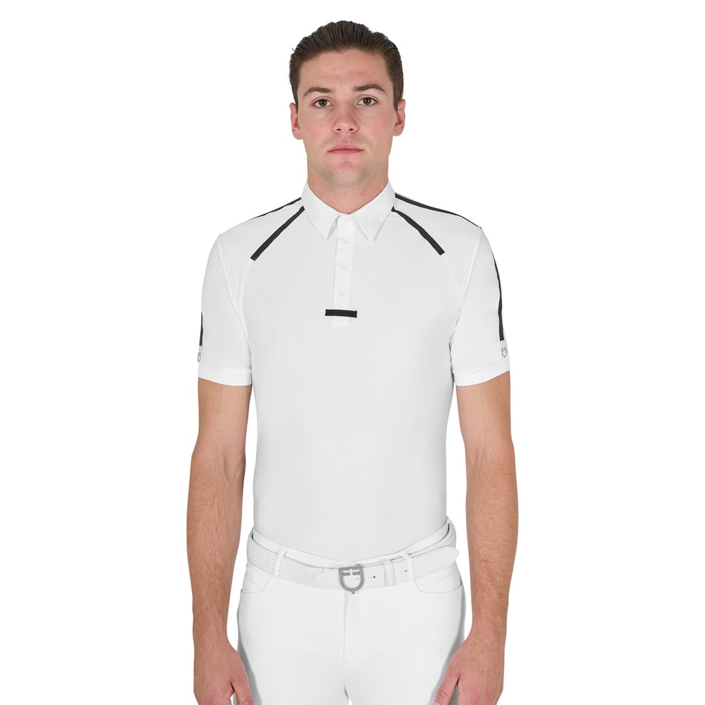 Polo masculina slim fit de manga curta para competição