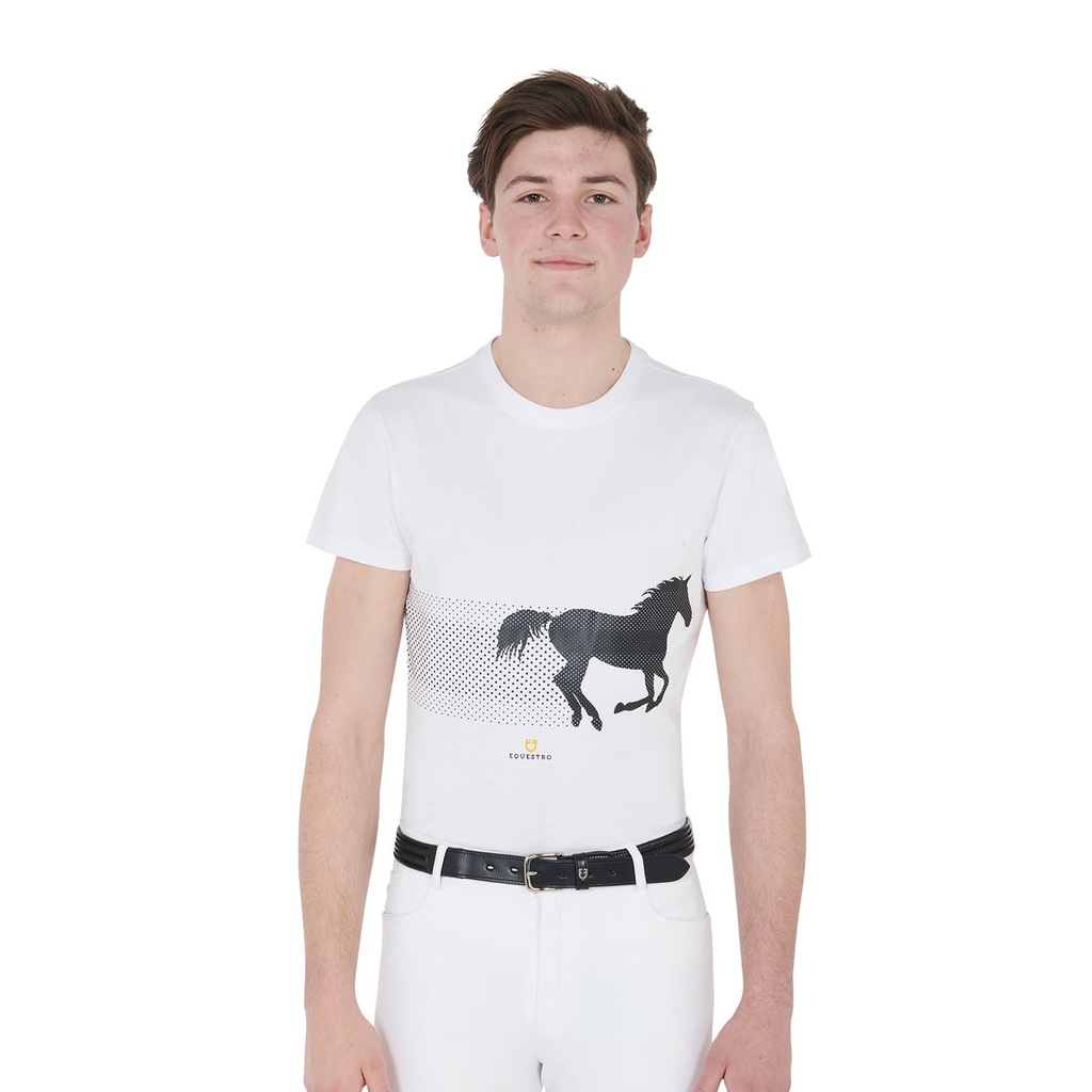 Camiseta masculina slim fit com cavalo de corrida