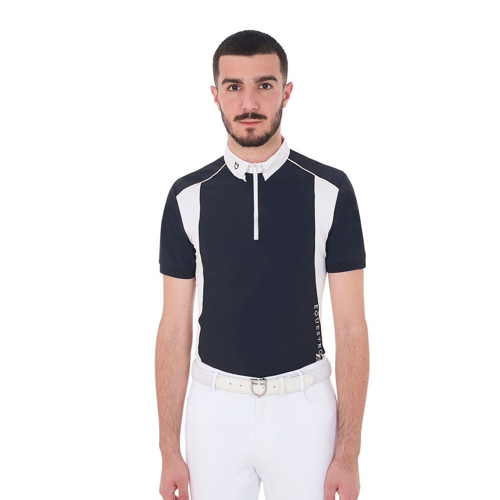 Polo masculino slim fit em tecido técnico com acabamento em viés