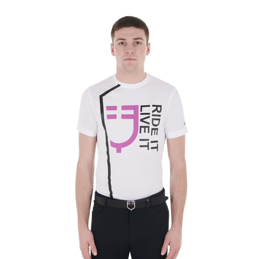 Camiseta masculina slim fit com logo Ride It Live It