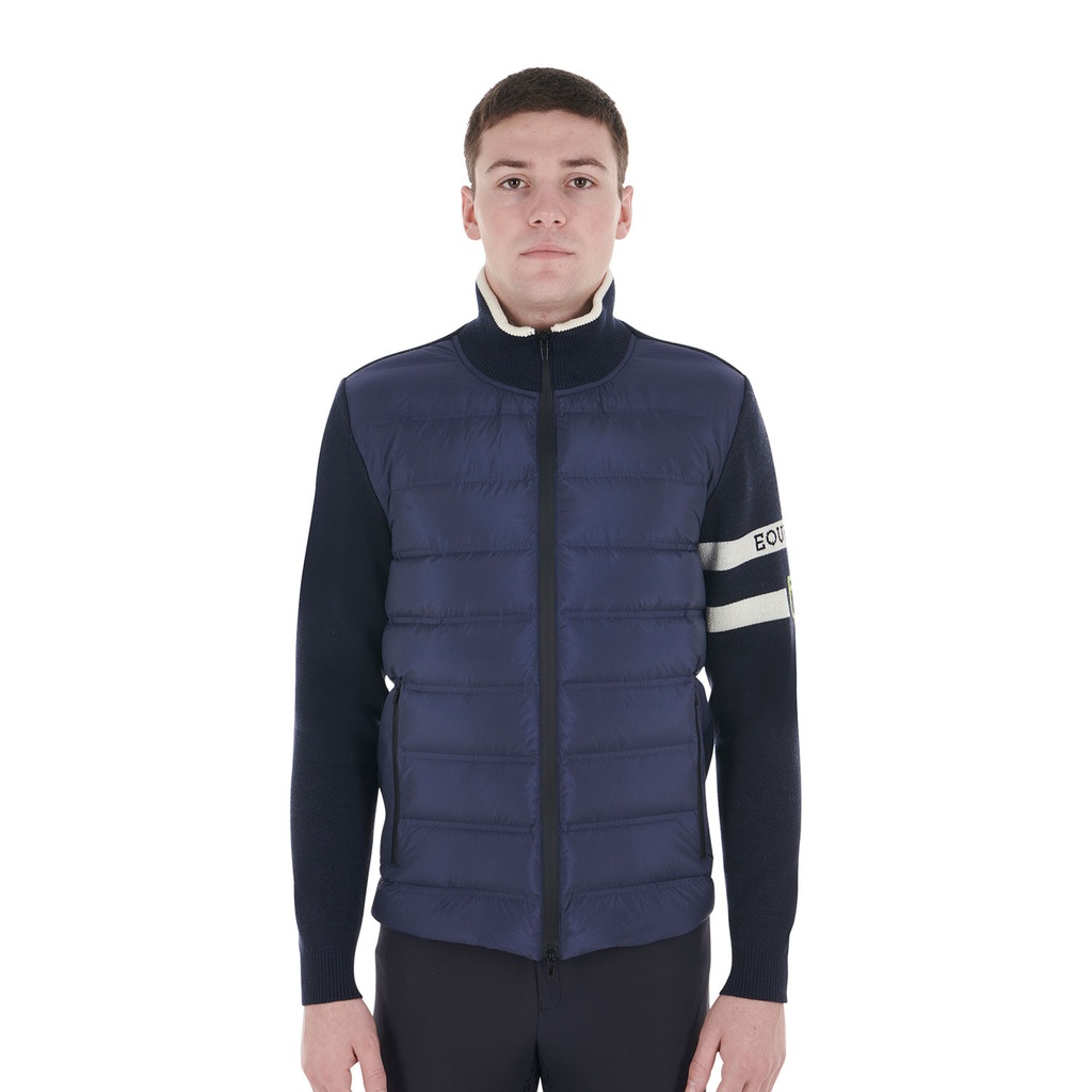 Jaqueta masculina de nylon e malha com zíper frontal