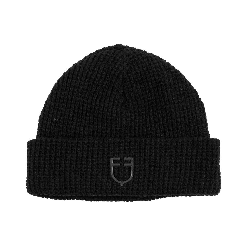 Gorro unissex de lã canelada com logo