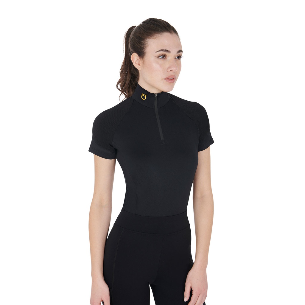 Camiseta feminina de camada base slim fit manga curta