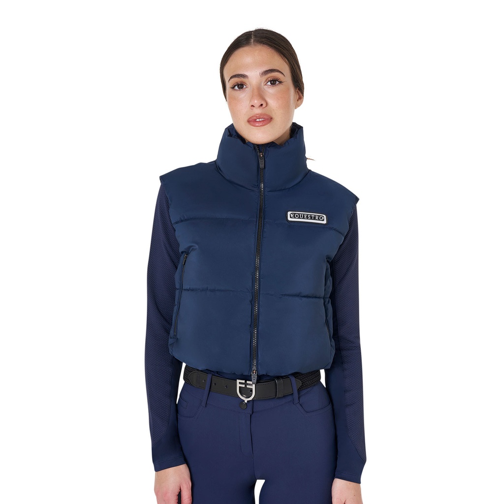 Colete feminino curto com zíper