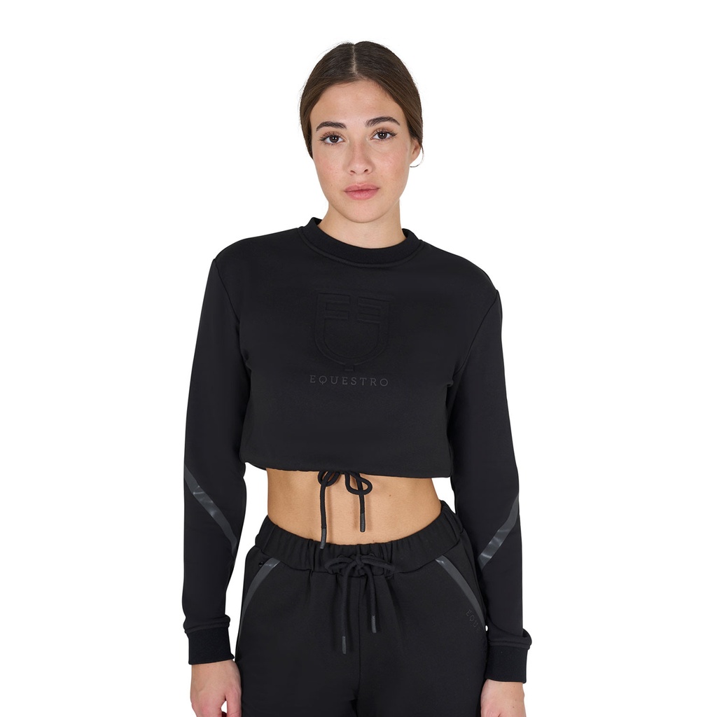 Moletom feminino curto gola redonda