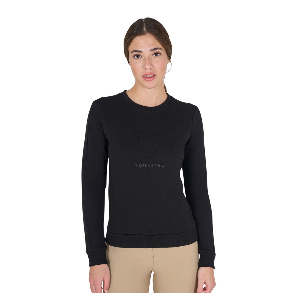 Moletom feminino gola redonda com logo estampado