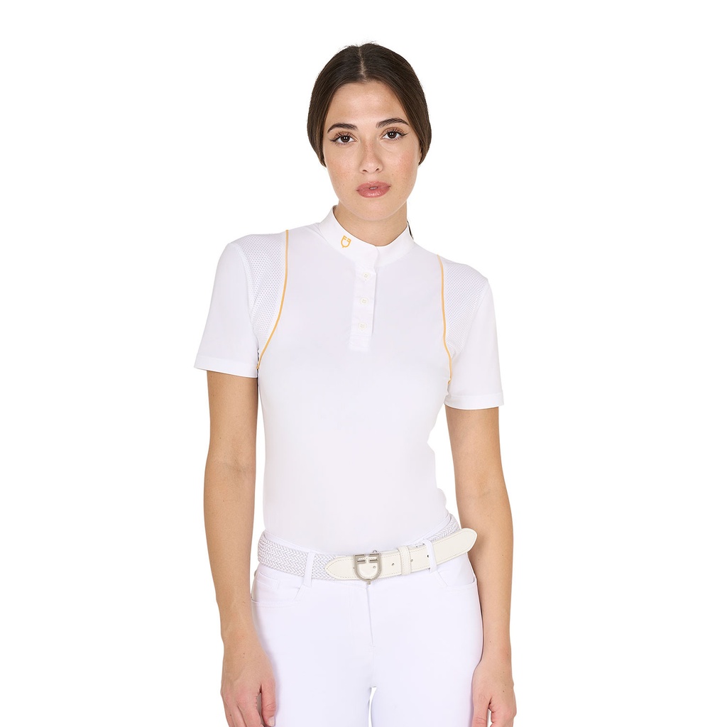 Polo feminina slim fit de concurso com botões