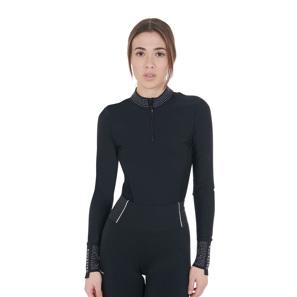 Polo técnico feminino de treino com strass