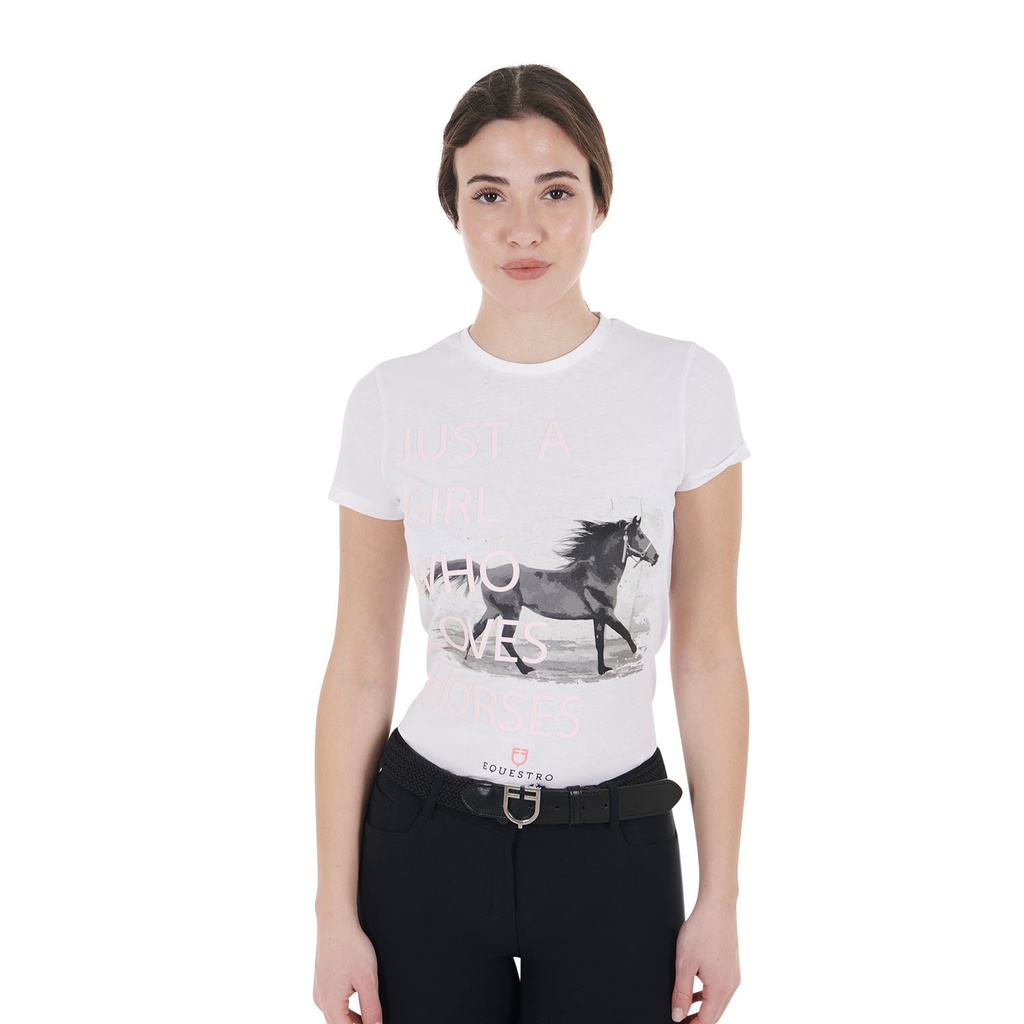 Camiseta feminina de algodão Horse Lover