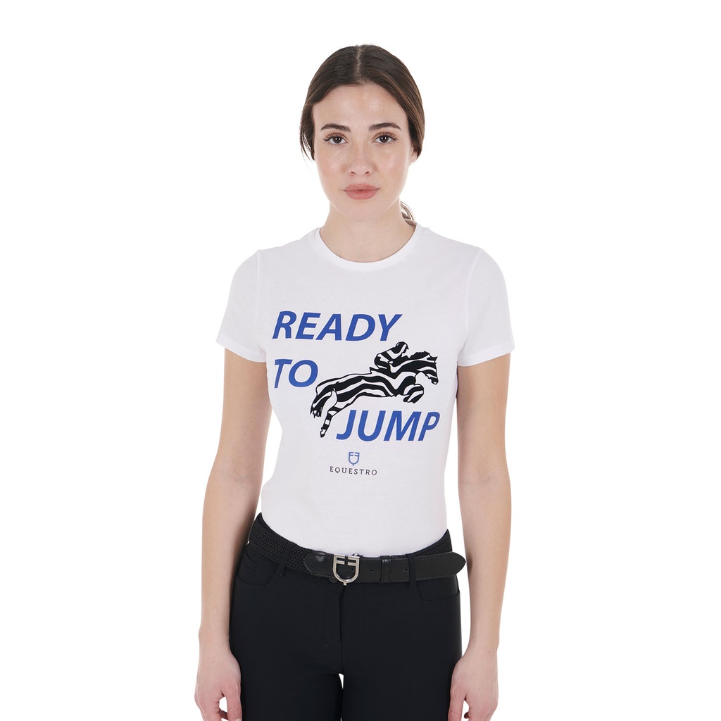 Camiseta feminina de algodão Ready to Jump