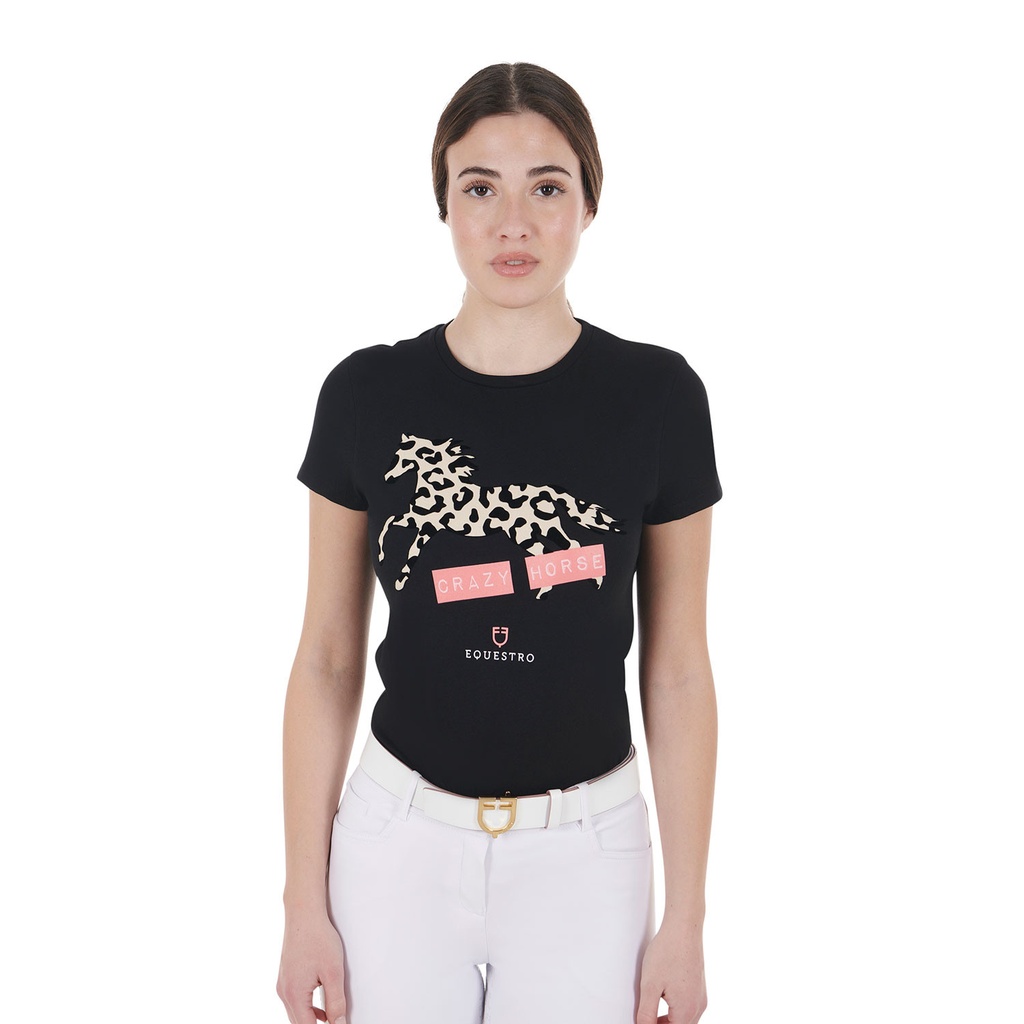Camiseta feminina de algodão Crazy Horse