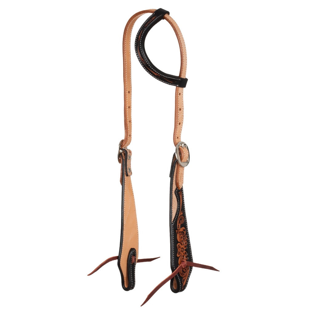 CABEÇADA WESTERN UMA ORELHA DECORAÇÕES DARK FLORAL