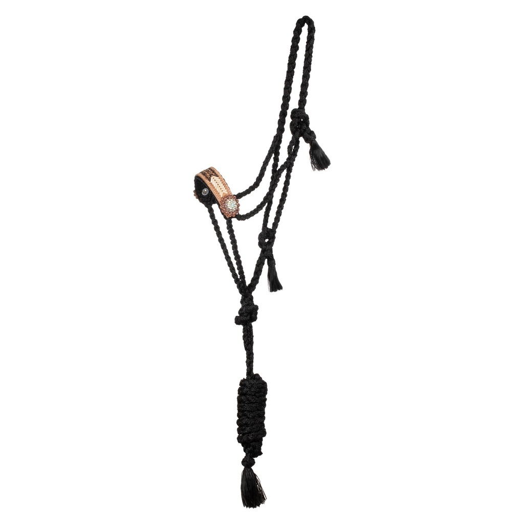 Caveira de corda com inserto de couro trabalhado à mão