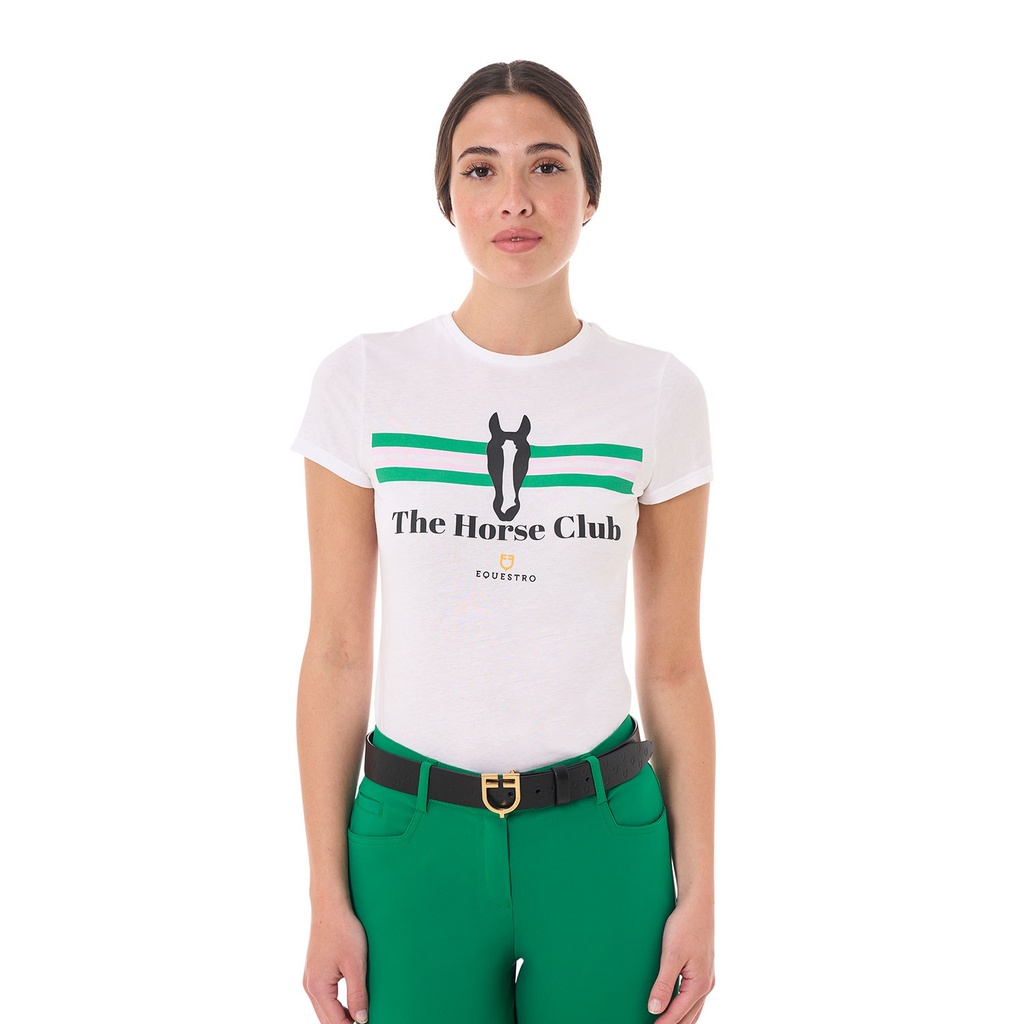 Camiseta feminina Stripe Horse Club em algodão