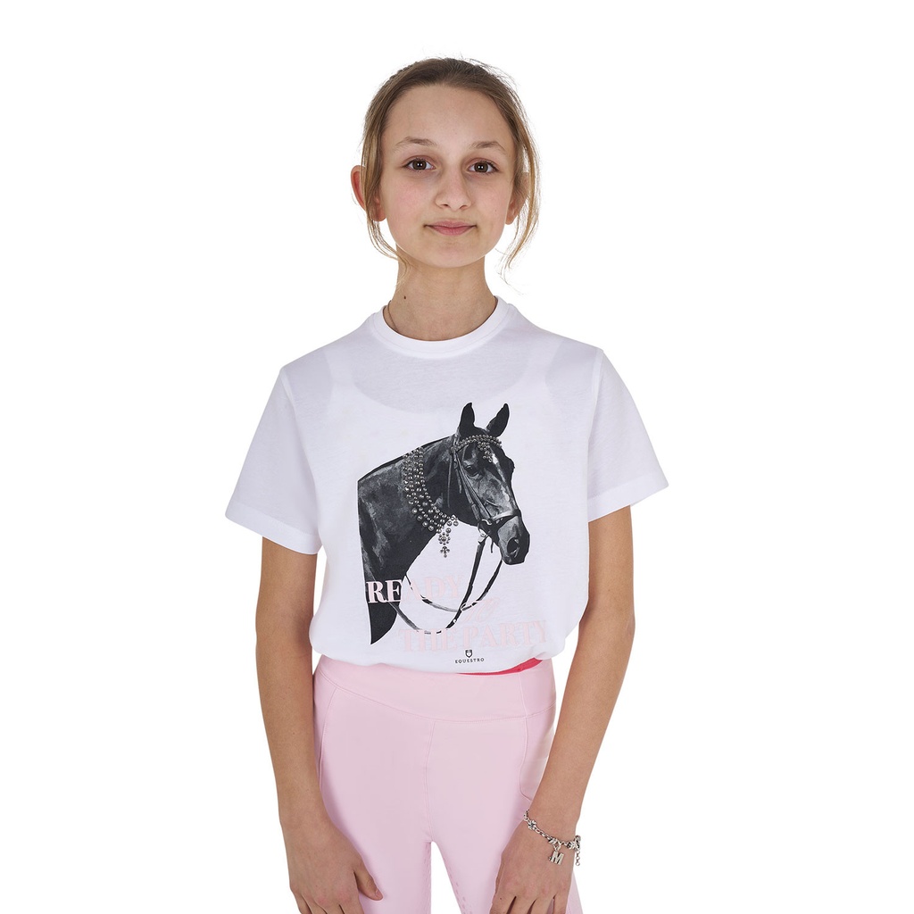 Camiseta infantil Ready To The Party em algodão com strass