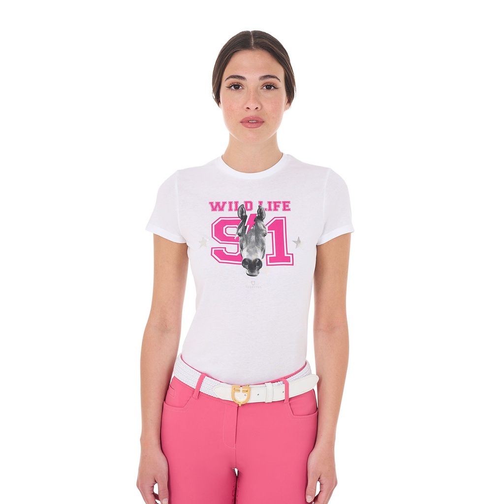 Camiseta feminina Wild Life em algodão com estampa