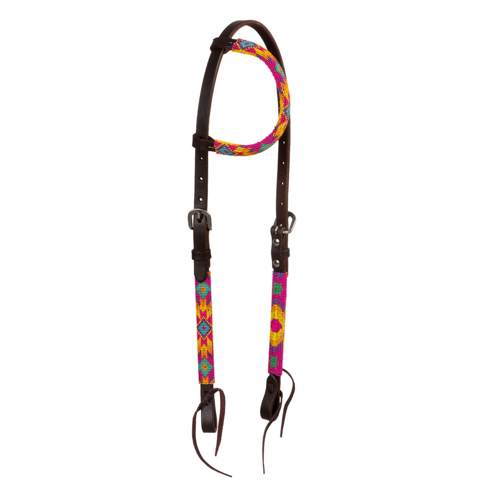 CABEÇADA WESTERN COM MISSANGAS MULTICOLORIDAS E OLEADA DE UMA ORELHA