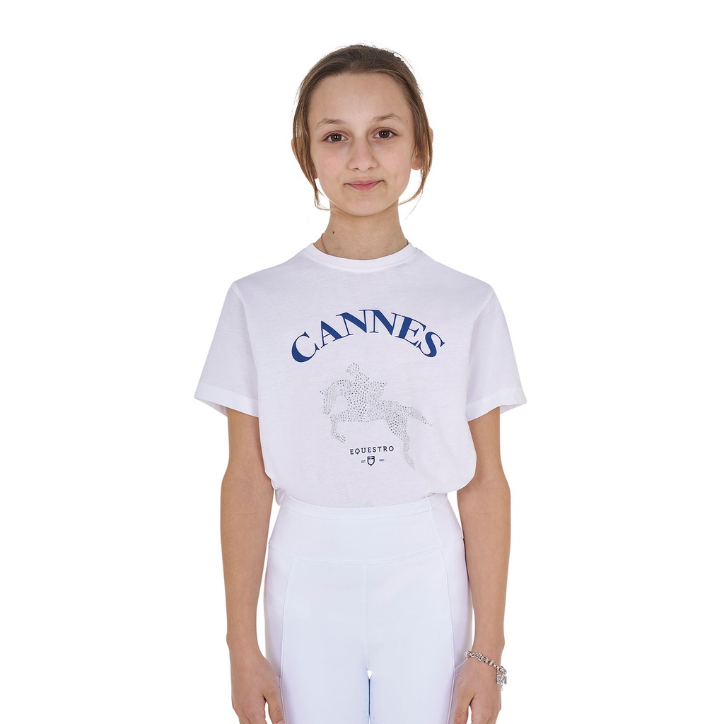 Camiseta infantil Cannes de algodão com strass