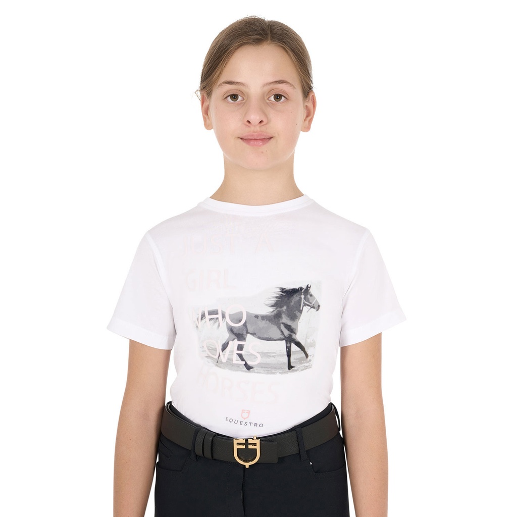 CAMISETA DE ALGODÃO PARA MENINA AMANTE DE CAVALOS