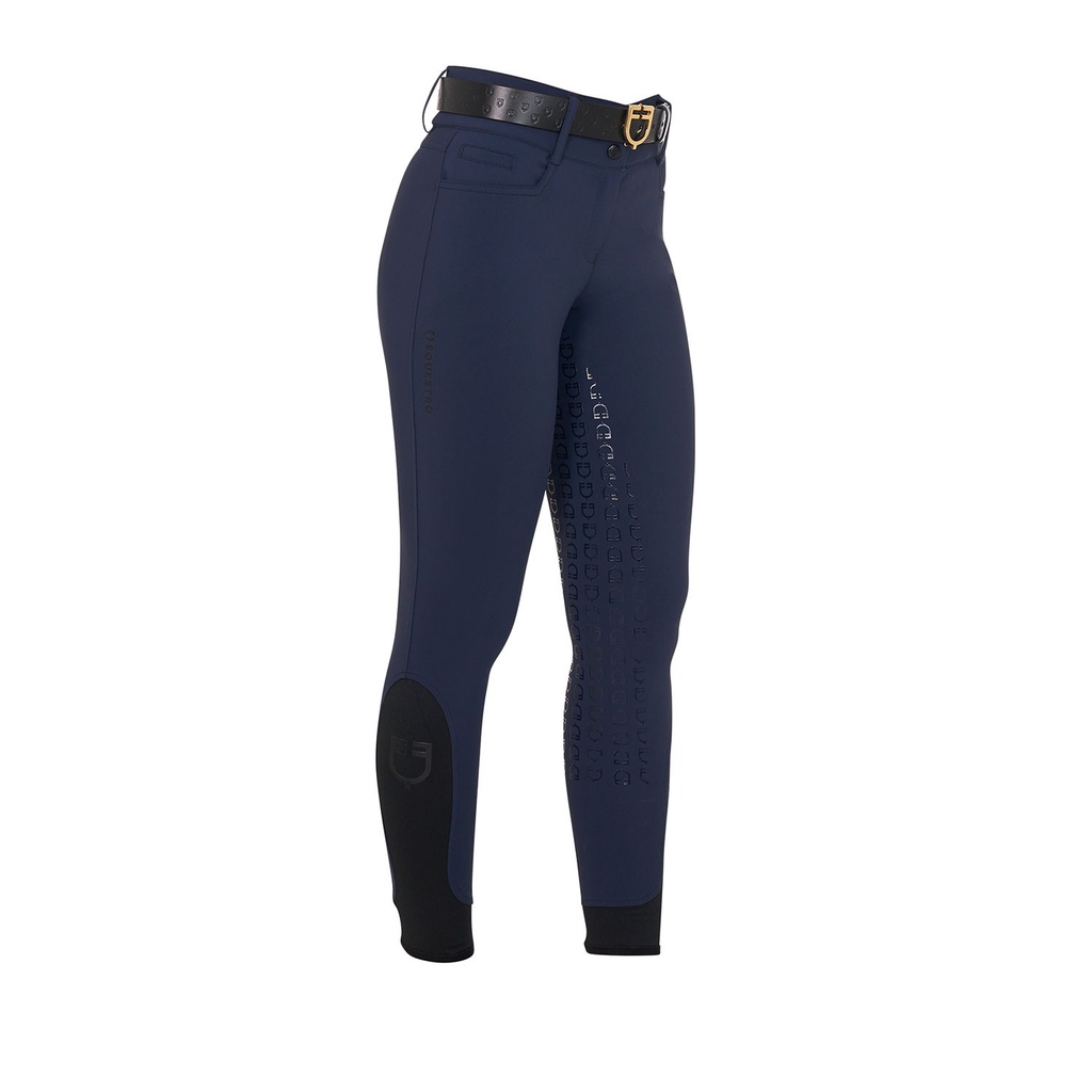 Calças femininas de cintura alta com grip no joelho e forro de fleece