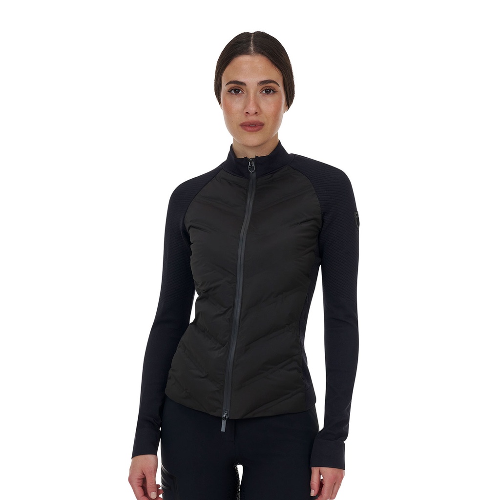 Jaqueta feminina Ridertechnology full zip hibryd nylon+knit quilted