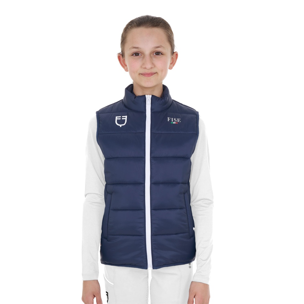 Colete sem mangas infantil unissex slim fit Equestro X FISE