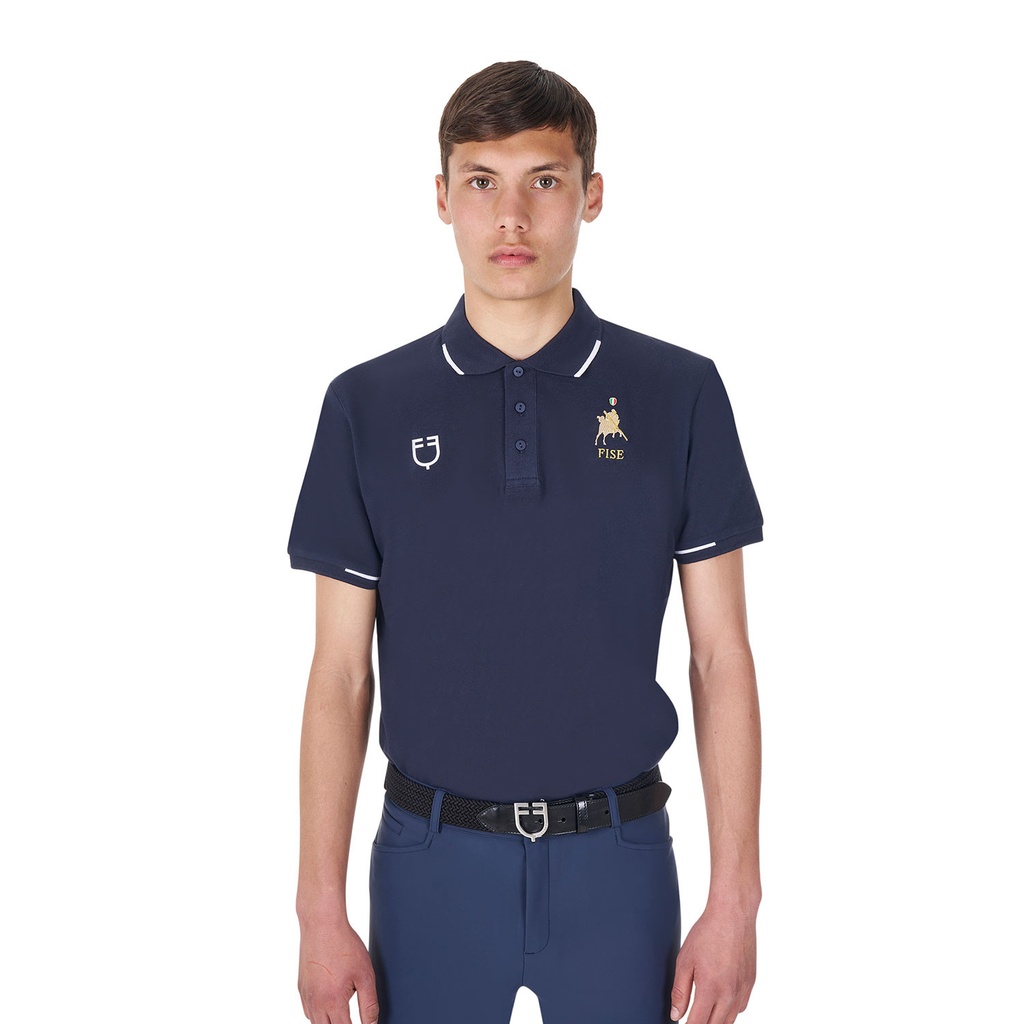 Pólo masculino de treino três botões Equestro X FISE