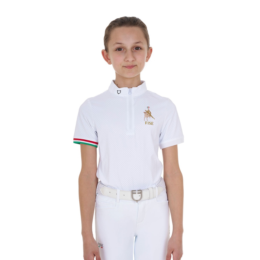Polo infantil de concurso com zíper Equestro X FISE