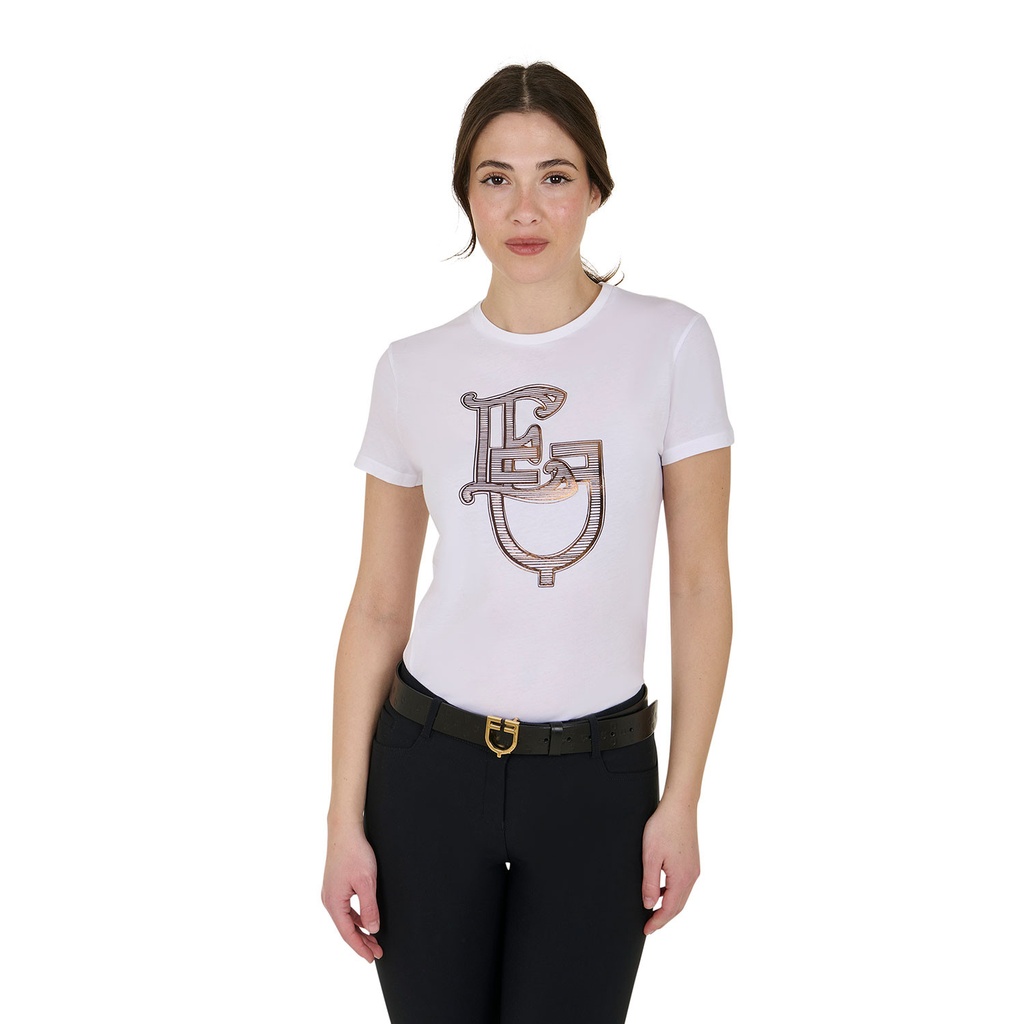 Camiseta de algodão monograma EQ feminina