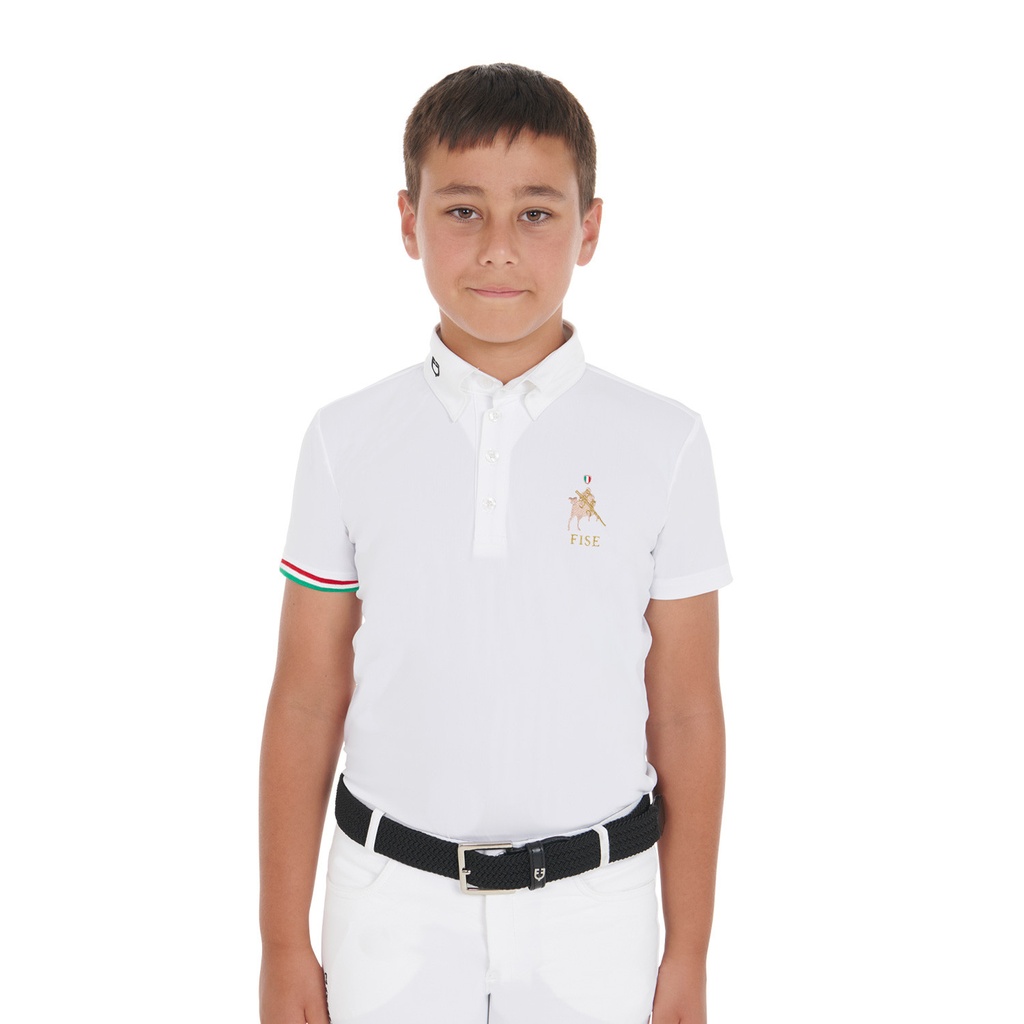 Polo infantil de concurso quatro botões Equestro X FISE