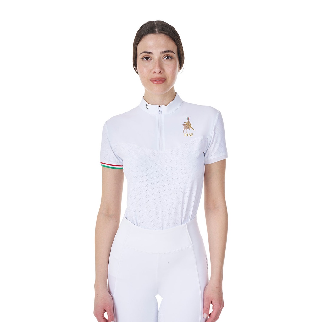 Polo feminina de competição elástica Equestro X FISE