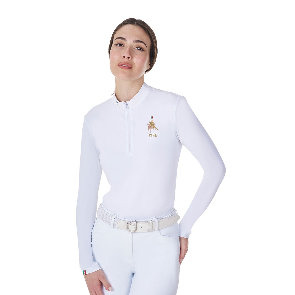 Polo feminino de competição manga longa Equestro X FISE