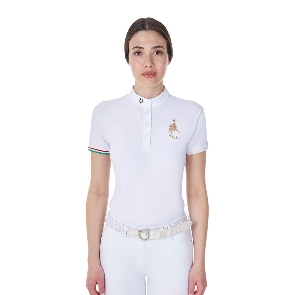 Polo feminina de competição slim fit Equestro X FISE