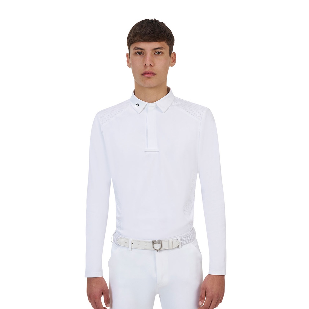 Polo de concurso masculino Equestro Ridertechnology manga longa botões