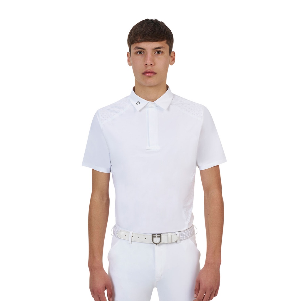 Polo concurso masculino Equestro Ridertechnology manga curta botões