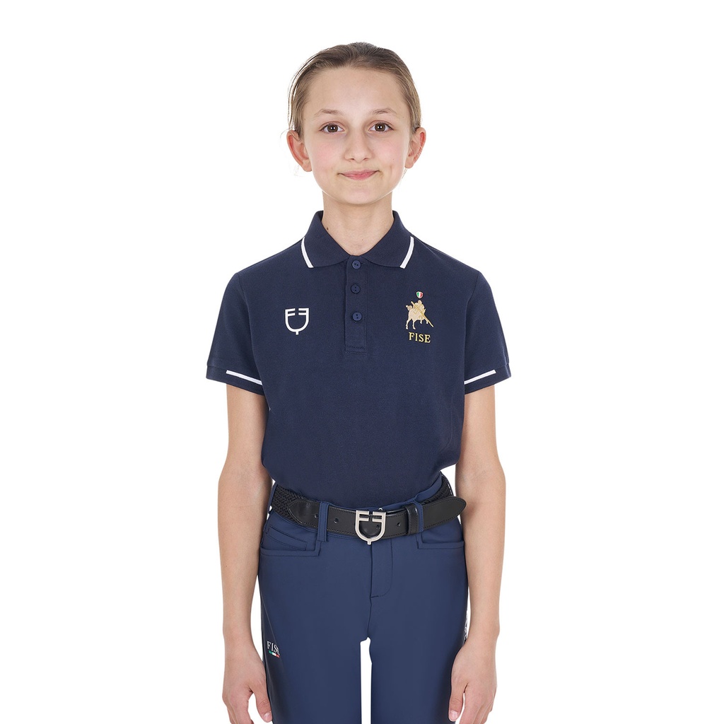 Polo unissex infantil em tecido técnico Equestro X FISE